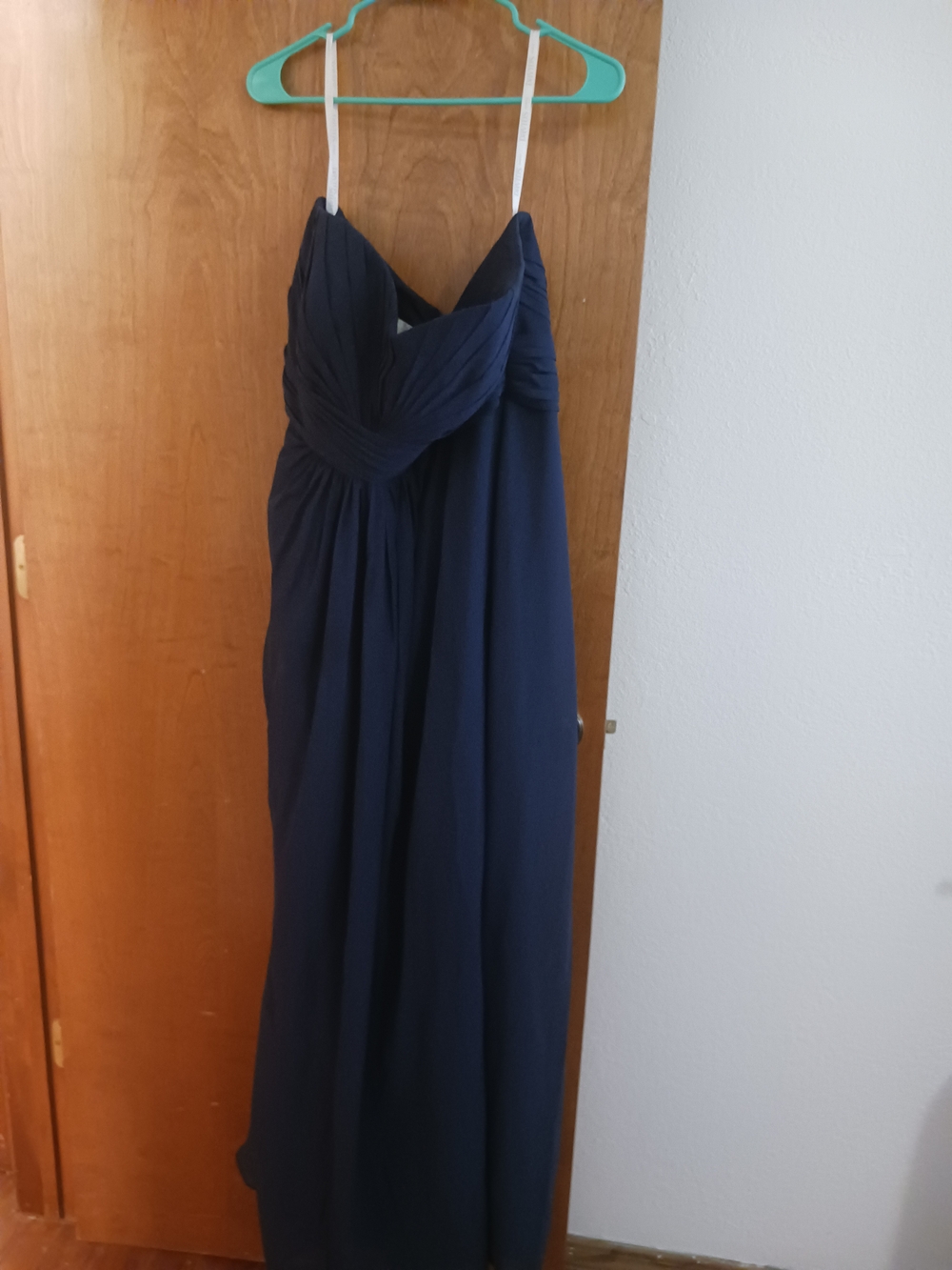 David's Bridal Navy Blue Ruched Bodice Maxi Dress